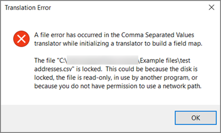 This is the error message you'll get if your .csv file has poorly formatted data.