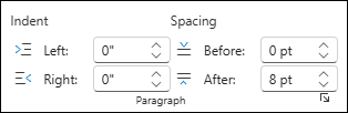 Change Indent and Spacing in Word for the web
