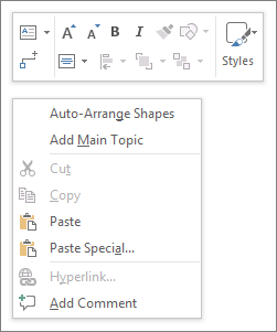 Visio context or right-click menu