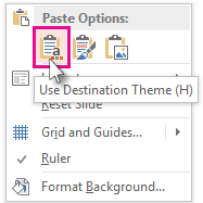 Paste Options: Use Destination Theme